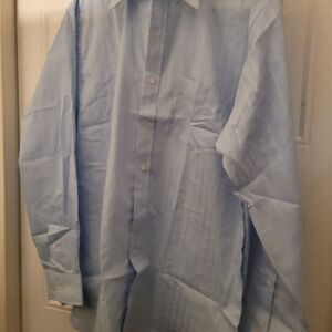 ADOLFO Mens Blue Dress Shirt Single Needle Tailoring Long Sleeve ButtonSz 17 NWT